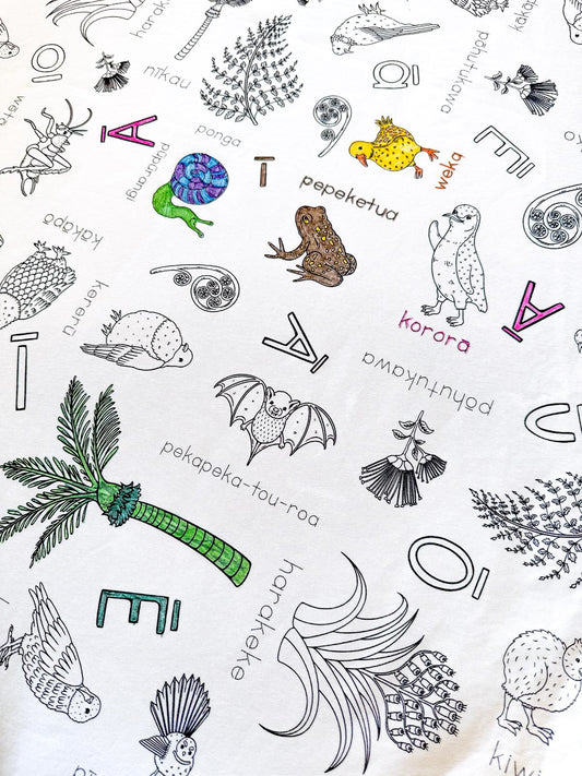 Colour Me | Washable Reusable Colouring Tablecloth | Hoa o te Ngahere