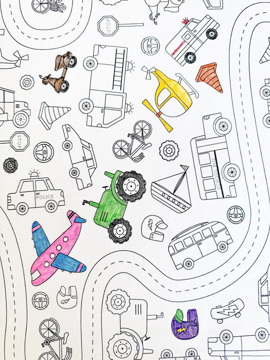 Colour Me | Washable Reusable Colouring Tablecloth | Wheels In Motion