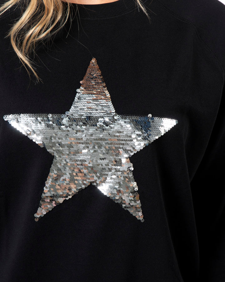 Stella + Gemma | Classic Sweater | Black with Star Silver Sequins