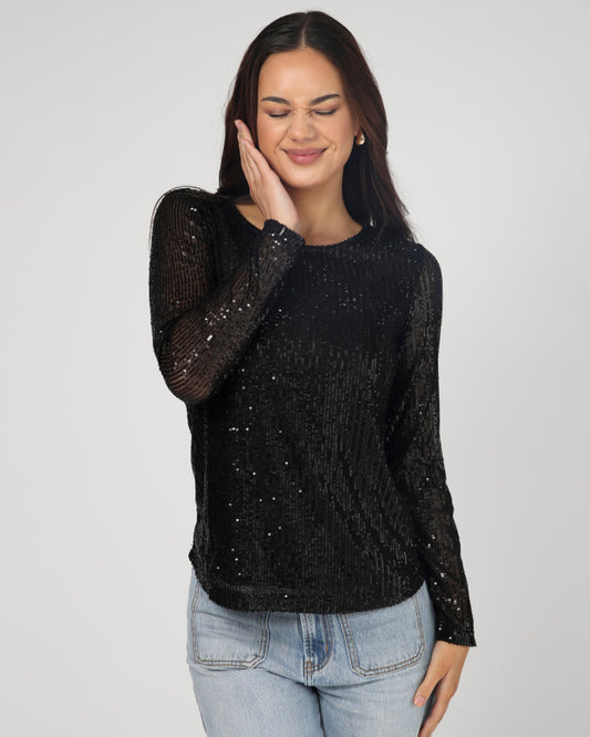 Stella + Gemma | Odessa Sequin Top | Black