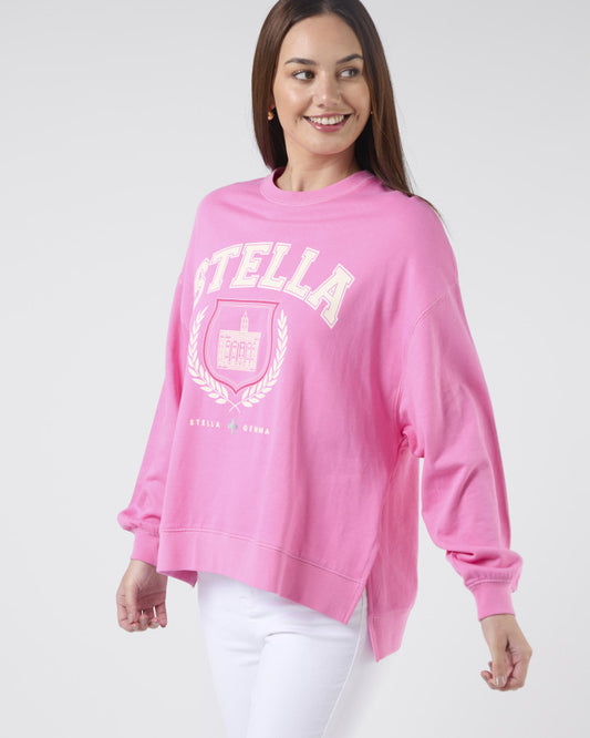 Stella + Gemma | Sunday Sweater | Bright Pink College Harvard