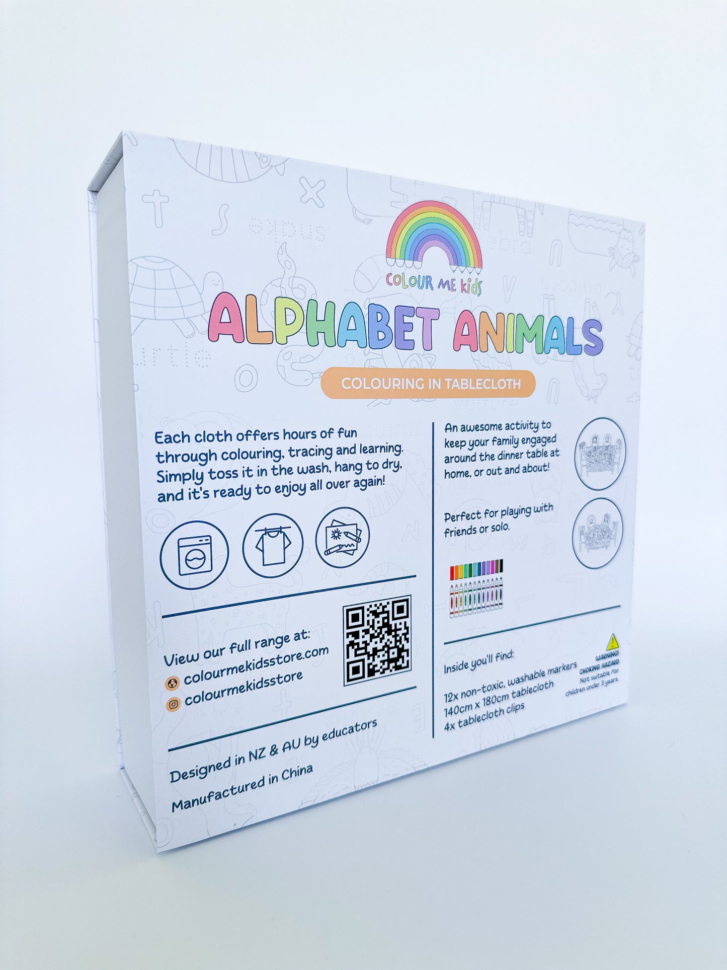 Colour Me | Washable Reusable Colouring Tablecloth | Alphabet Animals