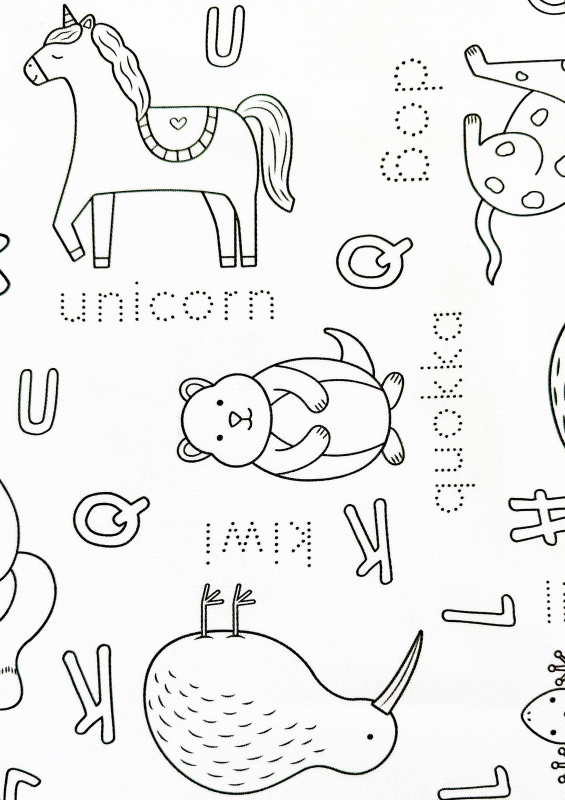 Colour Me | Washable Reusable Colouring Tablecloth | Alphabet Animals