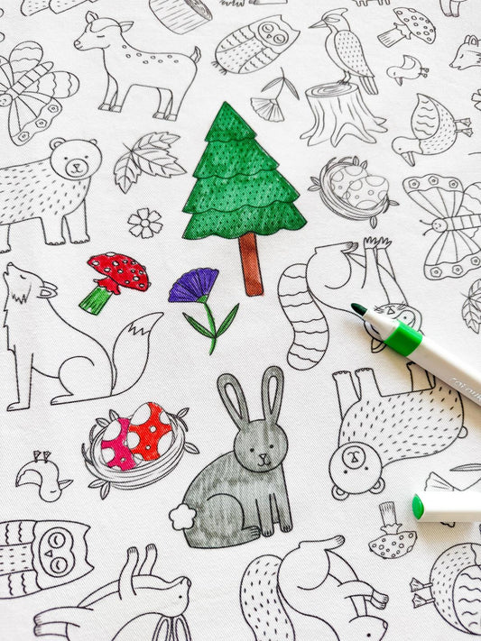 Colour Me | Washable Reusable Colouring Tablecloth | Woodlands