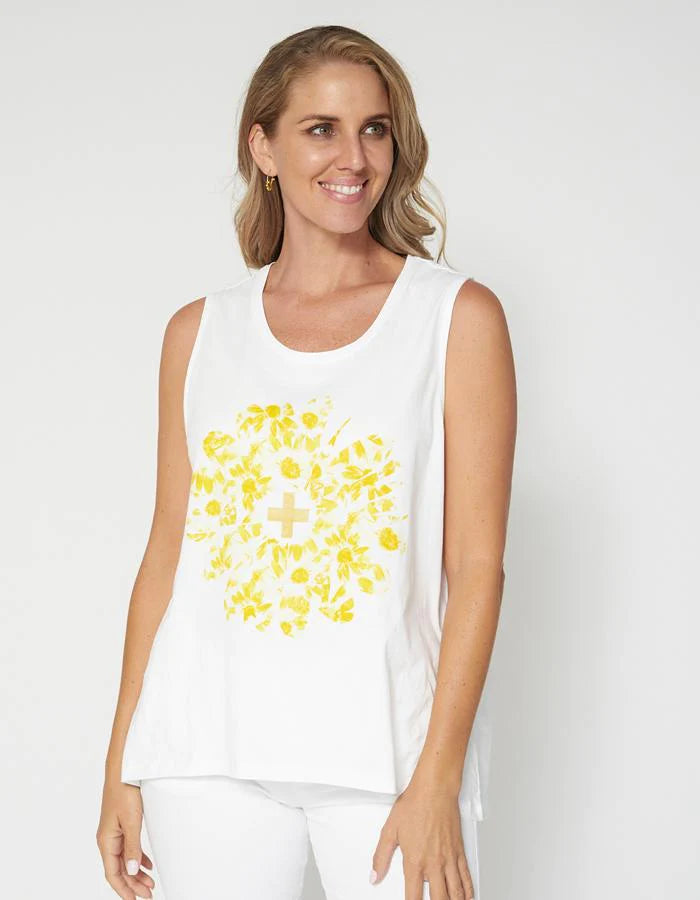 Stella + Gemma | Tank | White Pressed Flower Wreath