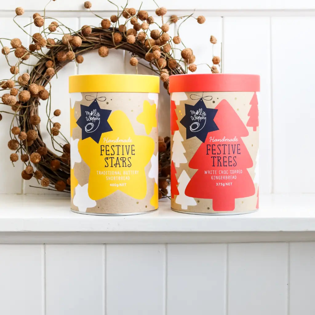 Molly Woopy | Shortbread Festive Bells Cylinder Christmas Cookies