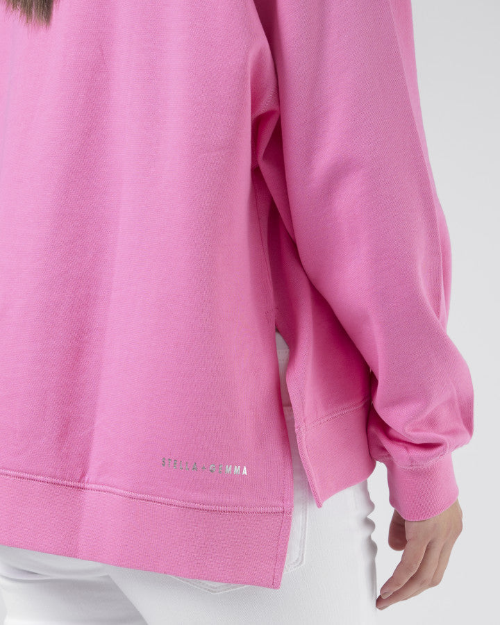 Stella + Gemma | Sunday Sweater | Bright Pink College Harvard