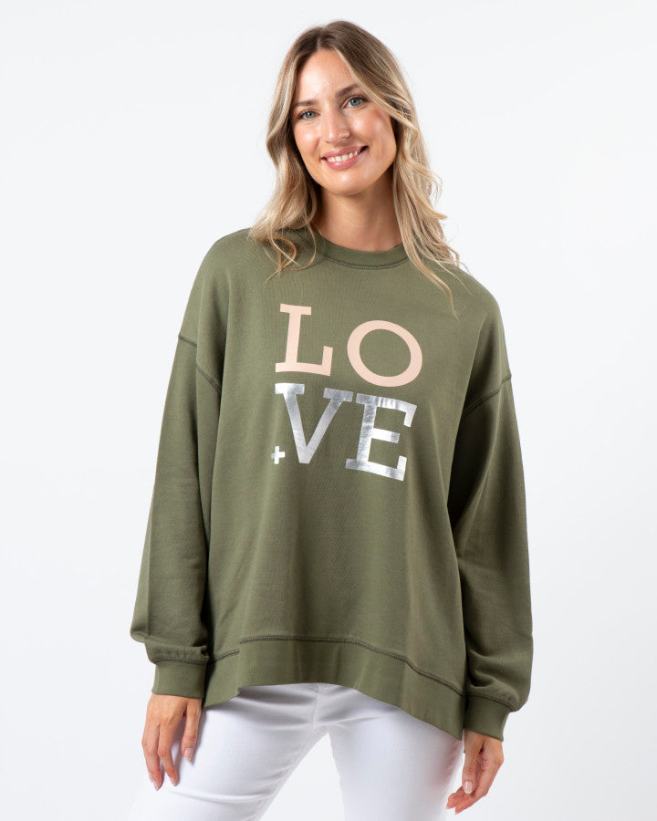 Stella + Gemma | Sunday Sweater | Khaki w/Blush Love