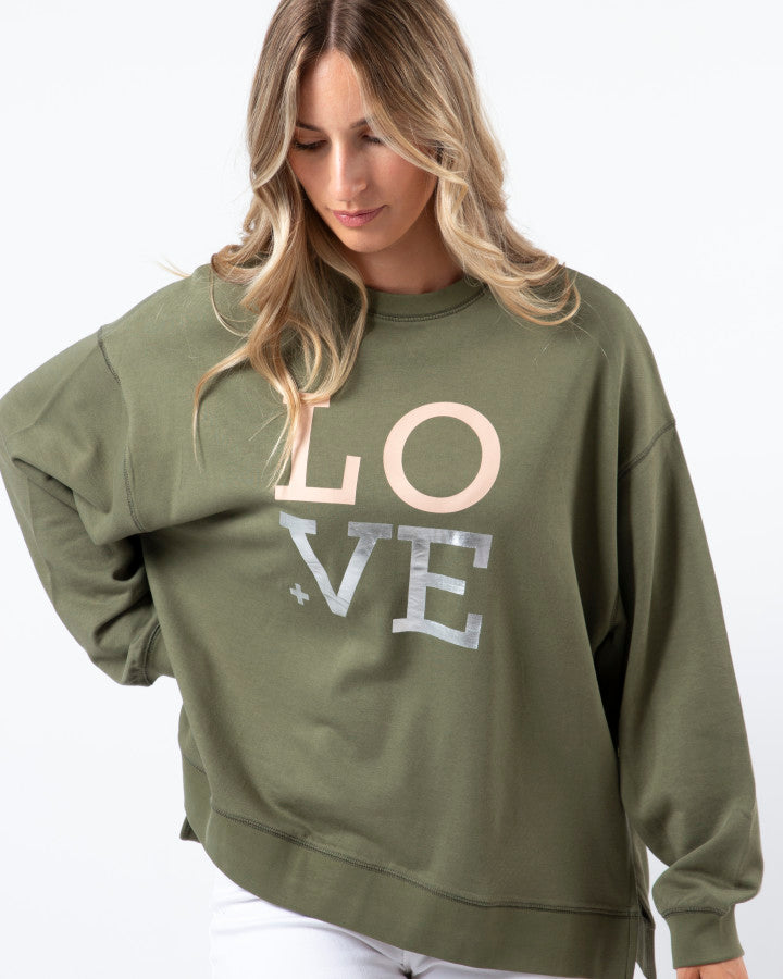 Stella + Gemma | Sunday Sweater | Khaki w/Blush Love