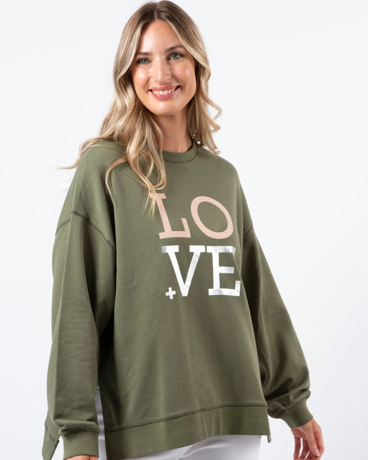 Stella + Gemma | Sunday Sweater | Khaki w/Blush Love