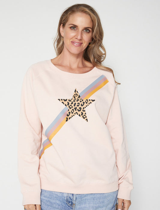 Stella + Gemma | Sweater | Blush w/Leopard Star Stripe