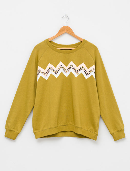 Stella + Gemma | Sweater | Grass Chevron Stripe
