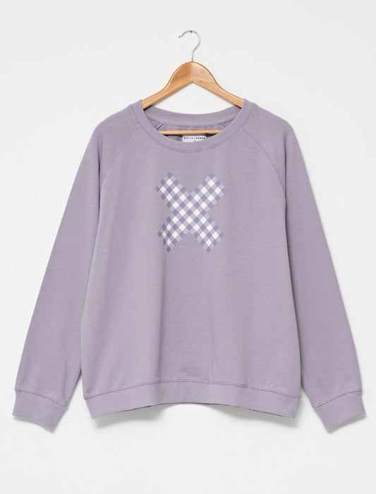 Stella + Gemma | Sweater | Lavender Gingham Cross