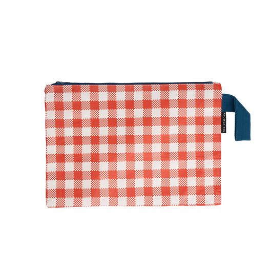 Mini Zip Pouch I Red Checkerboard