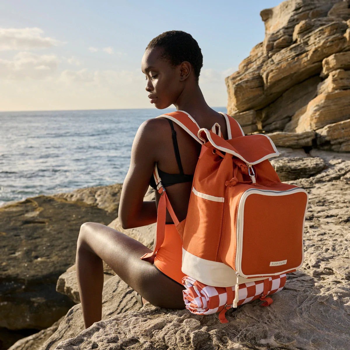 Sunnylife Luxe Picnic Backpack Terracotta Cooler Picnic Basket